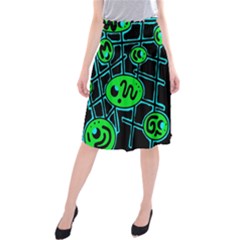 Green And Blue Abstraction Midi Beach Skirt