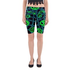 Green And Blue Abstraction Yoga Cropped Leggings