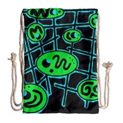 Green And Blue Abstraction Drawstring Bag (large) by Valentinaart