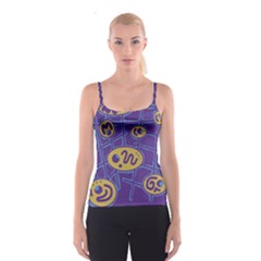 Purple And Yellow Abstraction Spaghetti Strap Top