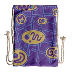 Purple And Yellow Abstraction Drawstring Bag (large)