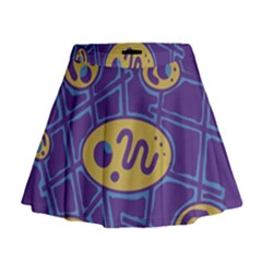 Purple And Yellow Abstraction Mini Flare Skirt