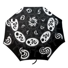 Black And White Crazy Abstraction  Folding Umbrellas