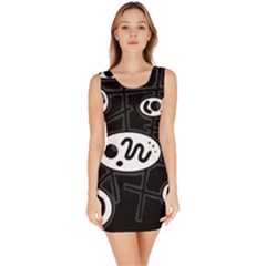 Black And White Crazy Abstraction  Sleeveless Bodycon Dress by Valentinaart