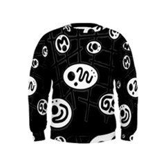 Black And White Crazy Abstraction  Kids  Sweatshirt by Valentinaart