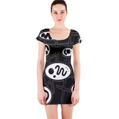 Black And White Crazy Abstraction  Short Sleeve Bodycon Dress by Valentinaart