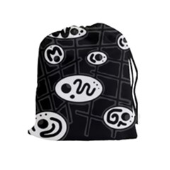 Black And White Crazy Abstraction  Drawstring Pouches (extra Large)