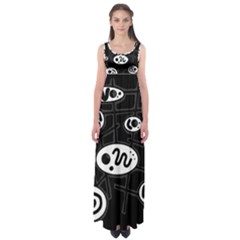 Black And White Crazy Abstraction  Empire Waist Maxi Dress