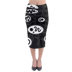 Black And White Crazy Abstraction  Midi Pencil Skirt