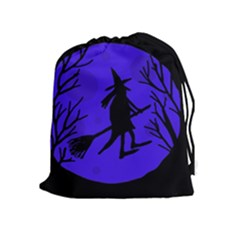 Halloween Witch - Blue Moon Drawstring Pouches (extra Large) by Valentinaart