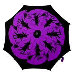 Halloween Witch - Purple Moon Hook Handle Umbrellas (large) by Valentinaart