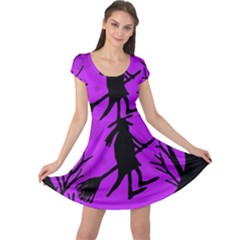 Halloween Witch - Purple Moon Cap Sleeve Dresses by Valentinaart