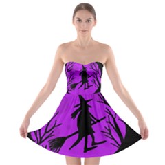 Halloween Witch - Purple Moon Strapless Dresses