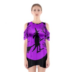 Halloween Witch - Purple Moon Cutout Shoulder Dress