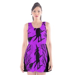 Halloween Witch - Purple Moon Scoop Neck Skater Dress