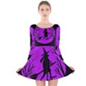 Halloween witch - Purple moon Long Sleeve Velvet Skater Dress View1