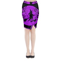 Halloween Witch - Purple Moon Midi Wrap Pencil Skirt