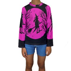 Halloween Witch - Pink Moon Kid s Long Sleeve Swimwear