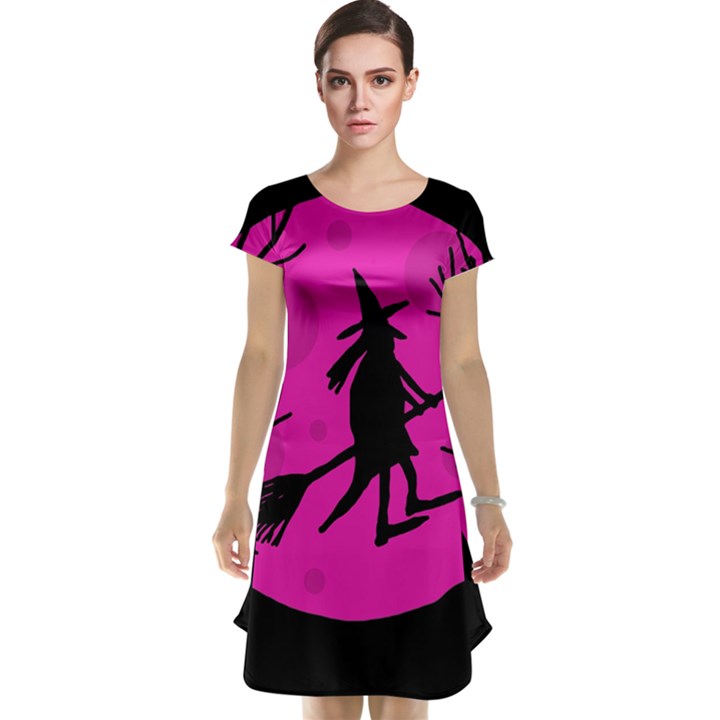 Halloween witch - pink moon Cap Sleeve Nightdress