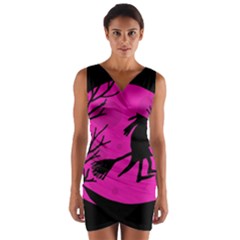 Halloween Witch - Pink Moon Wrap Front Bodycon Dress