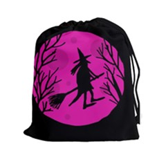 Halloween Witch - Pink Moon Drawstring Pouches (xxl) by Valentinaart