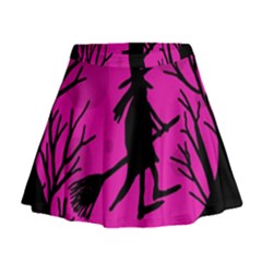 Halloween Witch - Pink Moon Mini Flare Skirt