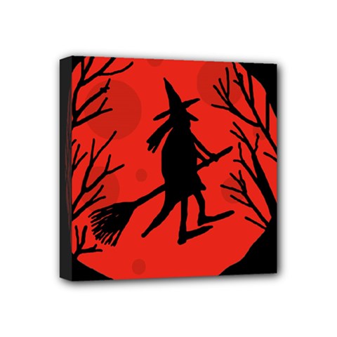 Halloween Witch - Red Moon Mini Canvas 4  X 4  by Valentinaart