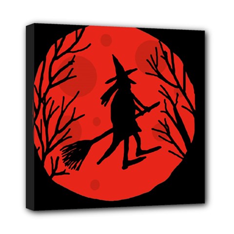 Halloween Witch - Red Moon Mini Canvas 8  X 8 