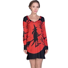 Halloween Witch - Red Moon Long Sleeve Nightdress