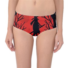 Halloween Witch - Red Moon Mid-waist Bikini Bottoms by Valentinaart