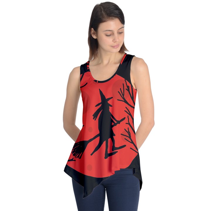 Halloween witch - red moon Sleeveless Tunic