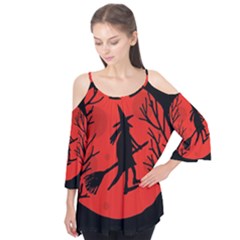 Halloween Witch - Red Moon Flutter Tees