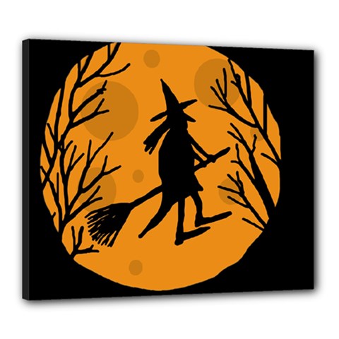 Halloween Witch - Orange Moon Canvas 24  X 20  by Valentinaart