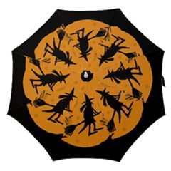 Halloween Witch - Orange Moon Straight Umbrellas by Valentinaart