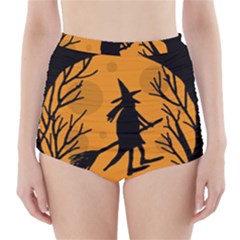 Halloween Witch - Orange Moon High-waisted Bikini Bottoms