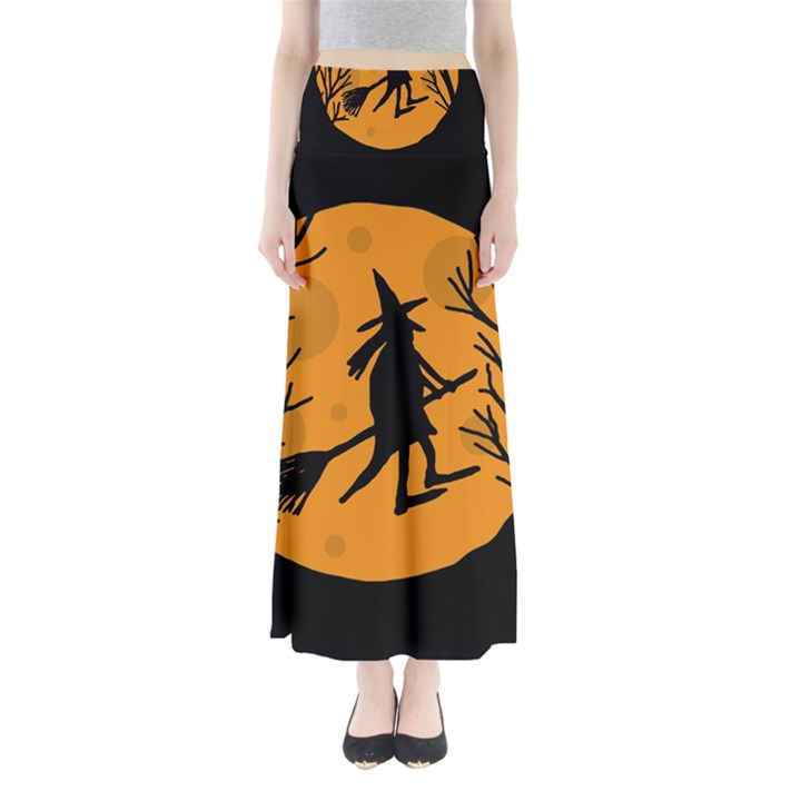 Halloween witch - orange moon Maxi Skirts