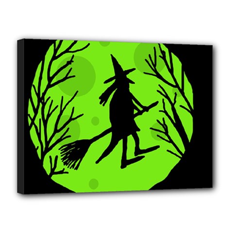 Halloween Witch - Green Moon Canvas 16  X 12  by Valentinaart