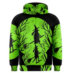 Halloween Witch - Green Moon Men s Zipper Hoodie by Valentinaart