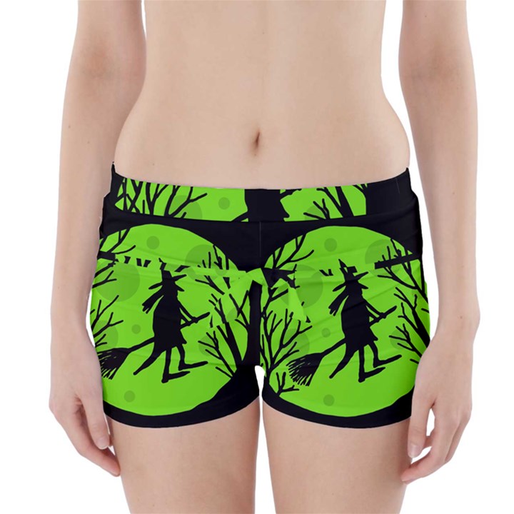 Halloween witch - green moon Boyleg Bikini Wrap Bottoms