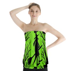 Halloween Witch - Green Moon Strapless Top