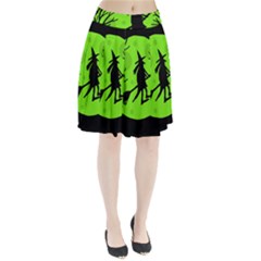 Halloween Witch - Green Moon Pleated Skirt