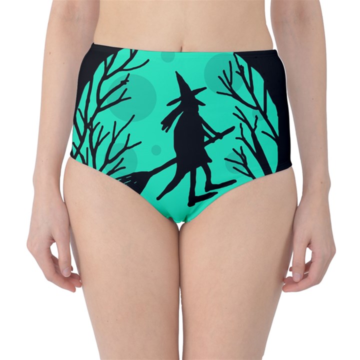 Halloween witch - cyan moon High-Waist Bikini Bottoms