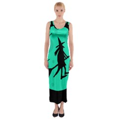 Halloween Witch - Cyan Moon Fitted Maxi Dress