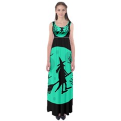 Halloween Witch - Cyan Moon Empire Waist Maxi Dress