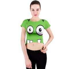 Halloween Frankenstein - Green Crew Neck Crop Top by Valentinaart