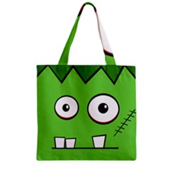 Halloween Frankenstein - green Zipper Grocery Tote Bag