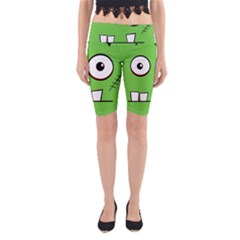 Halloween Frankenstein - Green Yoga Cropped Leggings by Valentinaart