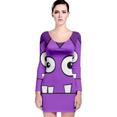 Halloween Frankenstein - Purple Long Sleeve Velvet Bodycon Dress