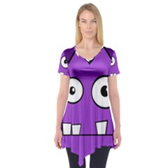 Halloween Frankenstein - Purple Short Sleeve Tunic  by Valentinaart