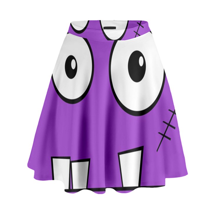 Halloween Frankenstein - Purple High Waist Skirt